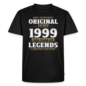 Original June 1999 Vintage 1999 Birthday 1999 - Men's Premium Organic T-Shirt - black - Front - Nico (187cm)
