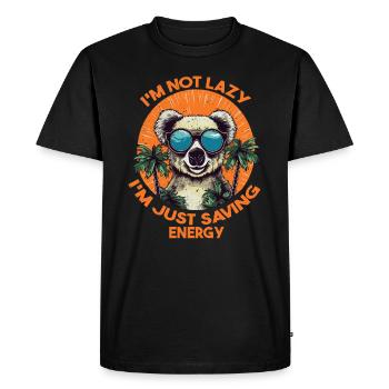 Koala, Energy Saving, Not Lazy, Gift - Men's Premium Organic T-Shirt - black - Front - Nico (187cm)