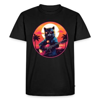 Guitar Music Cat Gift - Men's Premium Organic T-Shirt - black - Front - Nico (187cm)