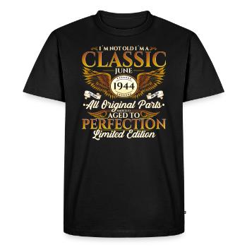 Classique Juin 1944 Millésime 1944 Anniversaire 1944 - T-shirt Premium bio Homme - noir - Devant - Nico (187cm)