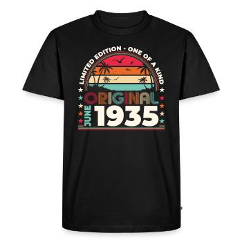 Original 1935 Vintage 1935 Birthday 1935 - Men's Premium Organic T-Shirt - black - Front - Nico (187cm)