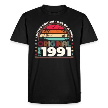 Original Juin 1991 Millésime 1991 Anniversaire 1991 - T-shirt Premium bio Homme - noir - Devant - Nico (187cm)