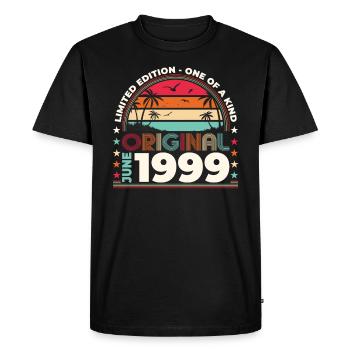 Original June 1999 Vintage 1999 Birthday 1999 - Men's Premium Organic T-Shirt - black - Front - Nico (187cm)