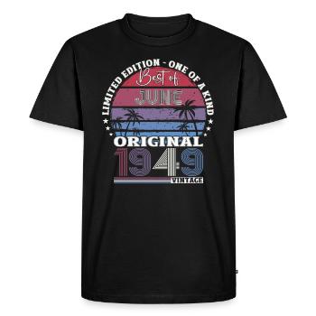 Original Juin 1949 Millésime 1949 Anniversaire 1949 - T-shirt Premium bio Homme - noir - Devant - Nico (187cm)