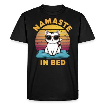 Yoga Cat T-Shirt – Perfect for Cat and Yoga - Men's Premium Organic T-Shirt - black - Front - Nico (187cm)