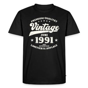 Millésime Juin 1991 Millésime 1991 Anniversaire 1991 - T-shirt Premium bio Homme - noir - Devant - Nico (187cm)