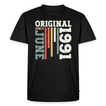 Millésime Juin 1991 Millésime 1991 Anniversaire 1991 - T-shirt Premium bio Homme - noir - Devant - Nico (187cm)