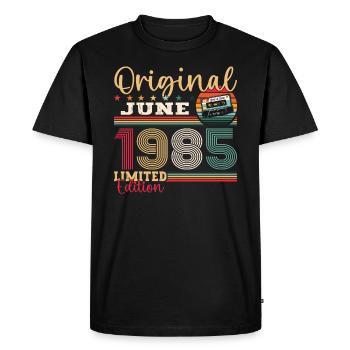 Cassette Juin 1985 Millésime 1985 Anniversaire 1985 - T-shirt Premium bio Homme - noir - Devant - Nico (187cm)