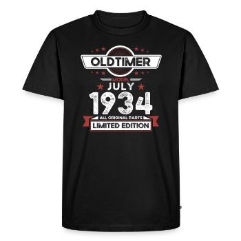 90ème Anniversaire Voiture Classique Juillet 1934 Millésime 1934 - T-shirt Premium bio Homme - noir - Devant - Nico (187cm)
