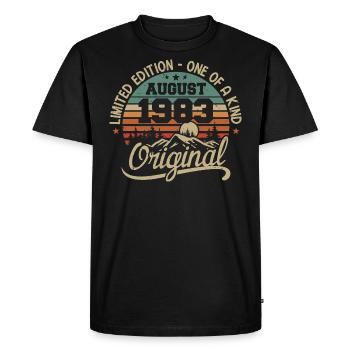 August 1983 Birthday Gift - Born August 1983 - Men's Premium Organic T-Shirt - black - Front - Nico (187cm)