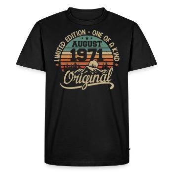 Août 1971 Cadeau D'anniversaire - Né en Août 1971 - T-shirt Premium bio Homme - noir - Devant - Nico (187cm)