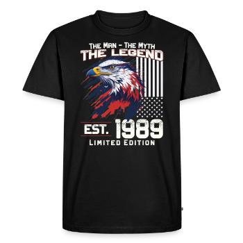 35ème Anniversaire Année de construction 1989 Millésime 1989 Légende - T-shirt Premium bio Homme - noir - Devant - Nico (187cm)