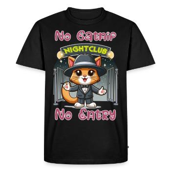 No catnip - no admission - Men's Premium Organic T-Shirt - black - Front - Nico (187cm)