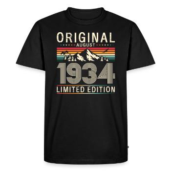 90th Birthday Original August 1934 Born 1934 - Men's Premium Organic T-Shirt - black - Front - Nico (187cm)