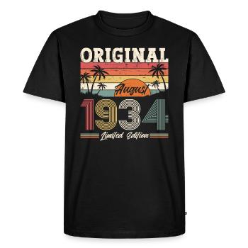 90th Birthday Original August 1934 Born 1934 - Men's Premium Organic T-Shirt - black - Front - Nico (187cm)