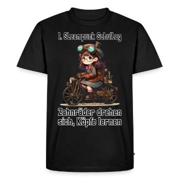 First Steampunk School Day - Men's Premium Organic T-Shirt - black - Front - Nico (187cm)