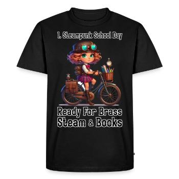 Première journée d’école Steampunk - T-shirt Premium bio Homme - noir - Devant - Nico (187cm)