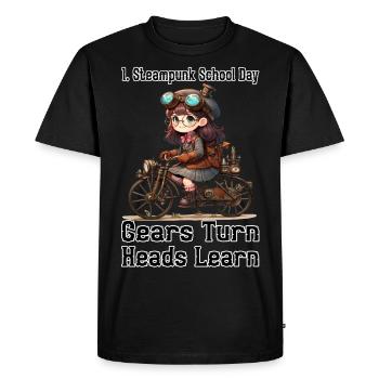 First Steampunk School Day - Men's Premium Organic T-Shirt - black - Front - Nico (187cm)