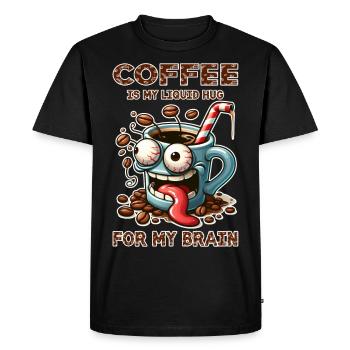 Coffee is my liquid hug for my brain - Men's Premium Organic T-Shirt - black - Front - Nico (187cm)