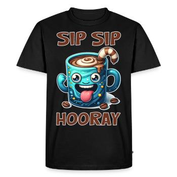 Sip Sip Hourra / Hipp Hipp Hurra - T-shirt Premium bio Homme - noir - Devant - Nico (187cm)