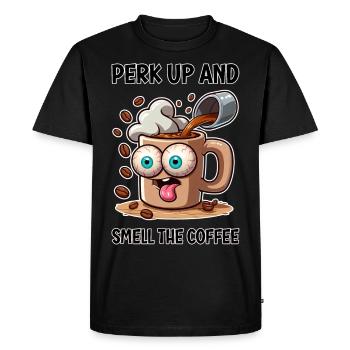 Revigorez-vous et sentez l’odeur du café - T-shirt Premium bio Homme - noir - Devant - Nico (187cm)