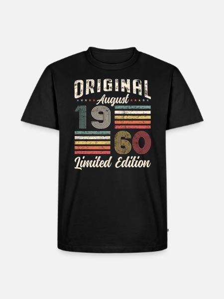 65th Birthday Original August 1960 Vintage 1960 - Men's Premium Organic T-Shirt - black