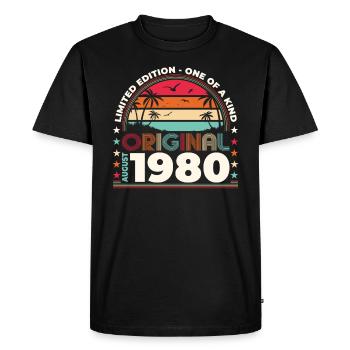 44e anniversaire original août 1980 né en 1980 - T-shirt Premium bio Homme - noir - Devant - Nico (187cm)