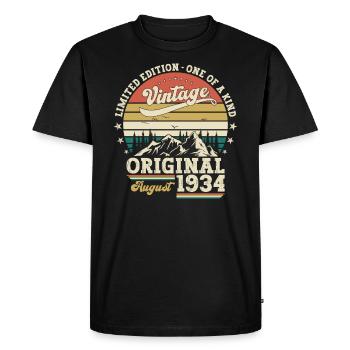 90e anniversaire Original août 1934 Né en 1934 - T-shirt Premium bio Homme - noir - Devant - Nico (187cm)