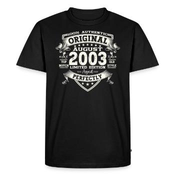 21st Birthday Original August 2003 Vintage 2003 - Men's Premium Organic T-Shirt - black - Front - Nico (187cm)
