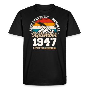 77e anniversaire Original septembre 1947 Volume 47 - T-shirt Premium bio Homme - noir - Devant - Nico (187cm)