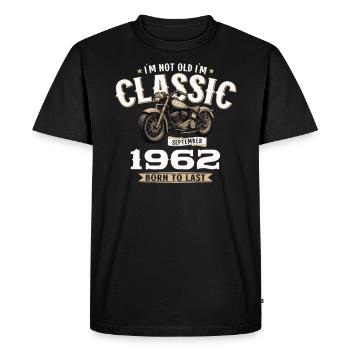 62ème Anniversaire Vintage Septembre 1962 Moto - T-shirt Premium bio Homme - noir - Devant - Nico (187cm)