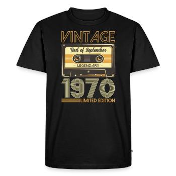 54ème Anniversaire Millésime Septembre 1970 Millésime 70 - T-shirt Premium bio Homme - noir - Devant - Nico (187cm)