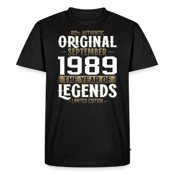 35ème Anniversaire Millésime Septembre 1989 Millésime 89 - T-shirt Premium bio Homme - noir - Devant - Nico (187cm)