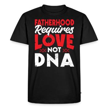La paternité exige de l’amour, pas de l’ADN - Adoption - T-shirt Premium bio Homme - noir - Devant - Nico (187cm)