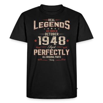 76th Birthday Legend October 1948 Volume 48 - Men's Premium Organic T-Shirt - black - Front - Nico (187cm)