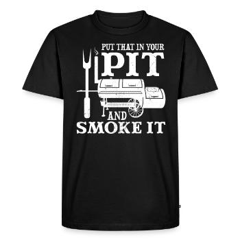 BBQ Mets-le Dans Ta Fosse Et Fume-Le - T-shirt Premium bio Homme - noir - Devant - Nico (187cm)