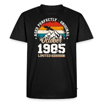 39ème Anniversaire Millésime Octobre 1985 Cru 85 - T-shirt Premium bio Homme - noir - Devant - Nico (187cm)