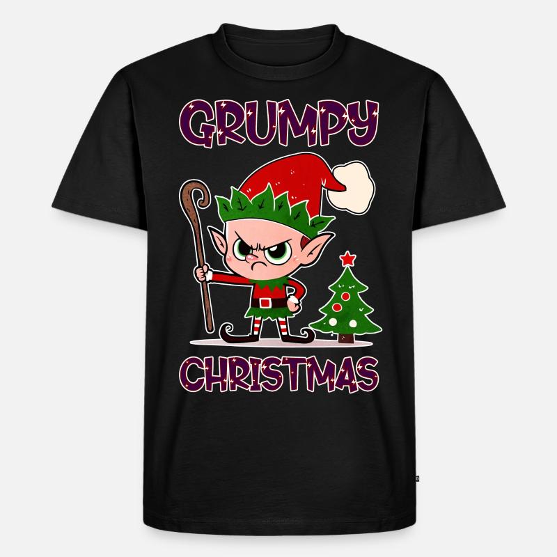 Grumpy Christmas Elf - Männer Premium Bio T-Shirt - Schwarz