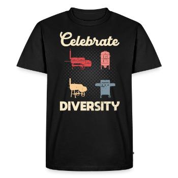 Celebrate Diversity BBQ Vielfalt Feiern - Men's Premium Organic T-Shirt - black - Front - Nico (187cm)