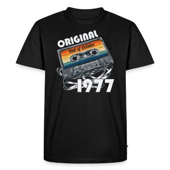 47ème Anniversaire Millésime Octobre 1977 Cassette 1977 - T-shirt Premium bio Homme - noir - Devant - Nico (187cm)
