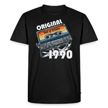 34ème Anniversaire Millésime Octobre 1990 Millésime 90 - T-shirt Premium bio Homme - noir - Devant - Nico (187cm)