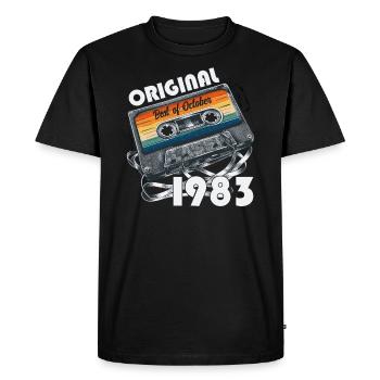41ème Anniversaire Millésime Octobre 1983 Cassette 1983 - T-shirt Premium bio Homme - noir - Devant - Nico (187cm)