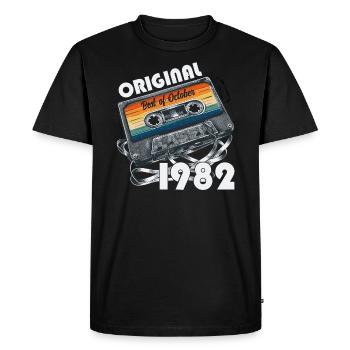 38ème Anniversaire Millésime Octobre 1982 Cassette 1982 - T-shirt Premium bio Homme - noir - Devant - Nico (187cm)