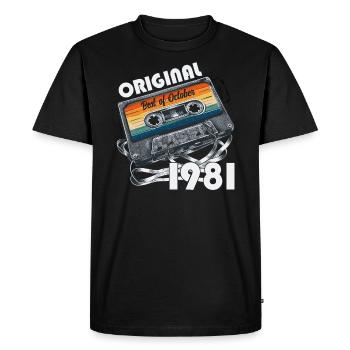 43ème Anniversaire Millésime Octobre1981 Cru 81 - T-shirt Premium bio Homme - noir - Devant - Nico (187cm)