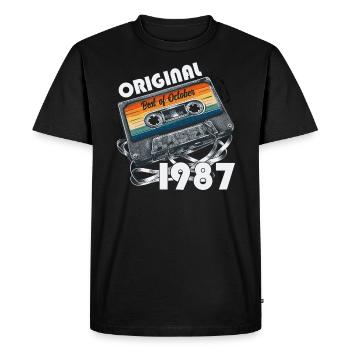 37ème Anniversaire Millésime Octobre 1987 Cassette 1987 - T-shirt Premium bio Homme - noir - Devant - Nico (187cm)
