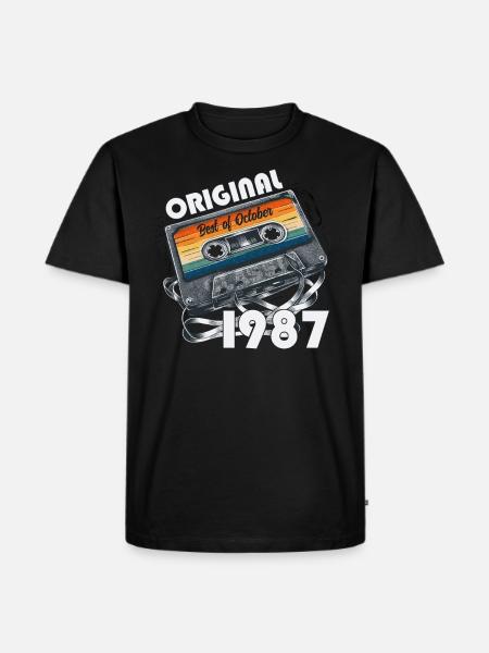 37 års fødselsdag årgang oktober 1987 kassette 1987 - Herre Premium økologisk T-shirt - sort