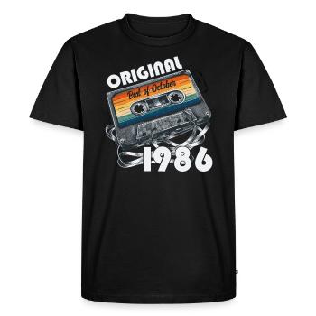 42ème Anniversaire Millésime Octobre 1986 Cassette 1986 - T-shirt Premium bio Homme - noir - Devant - Nico (187cm)