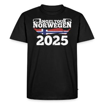 Norvège Pêche 2025 - T-shirt Premium bio Homme - noir - Devant - Nico (187cm)