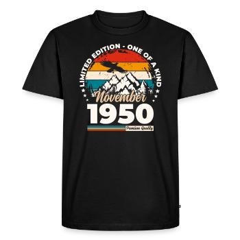 75th Birthday Original November 1950 Volume 50 - Men's Premium Organic T-Shirt - black - Front - Nico (187cm)