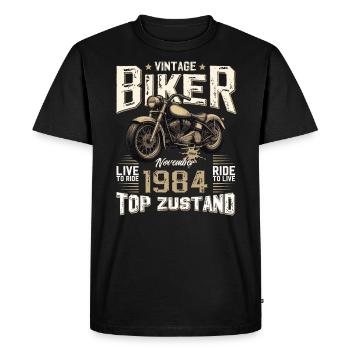 40ème anniversaire Motard Novembre 1984 Motard - T-shirt Premium bio Homme - noir - Devant - Nico (187cm)